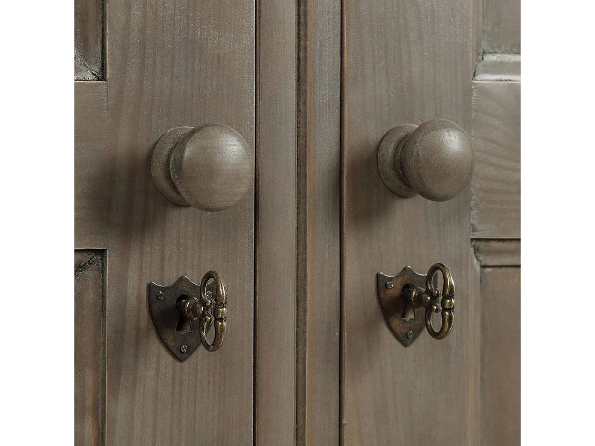 Armoire penderie 3 portes 5 tiroirs Bois Marron - Natural Interior's