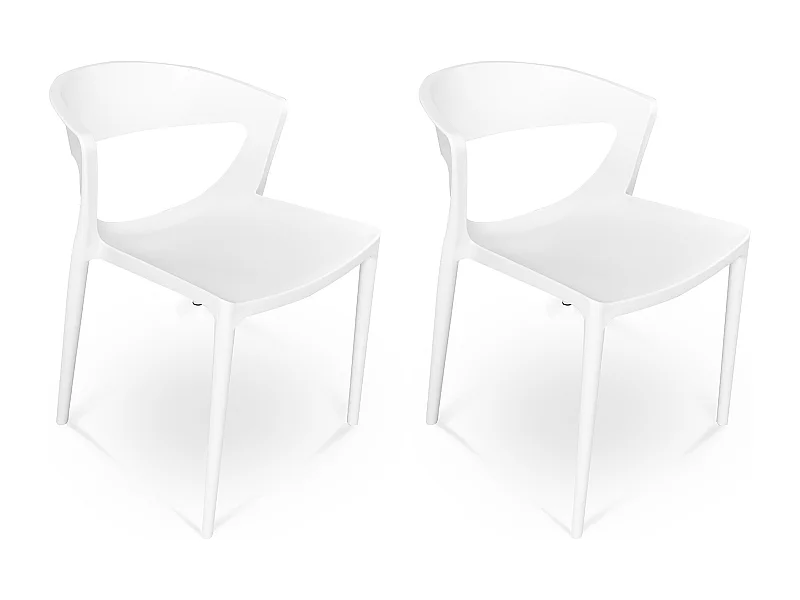 Set di 2 sedie impilabili in plastica bianca – Gaia