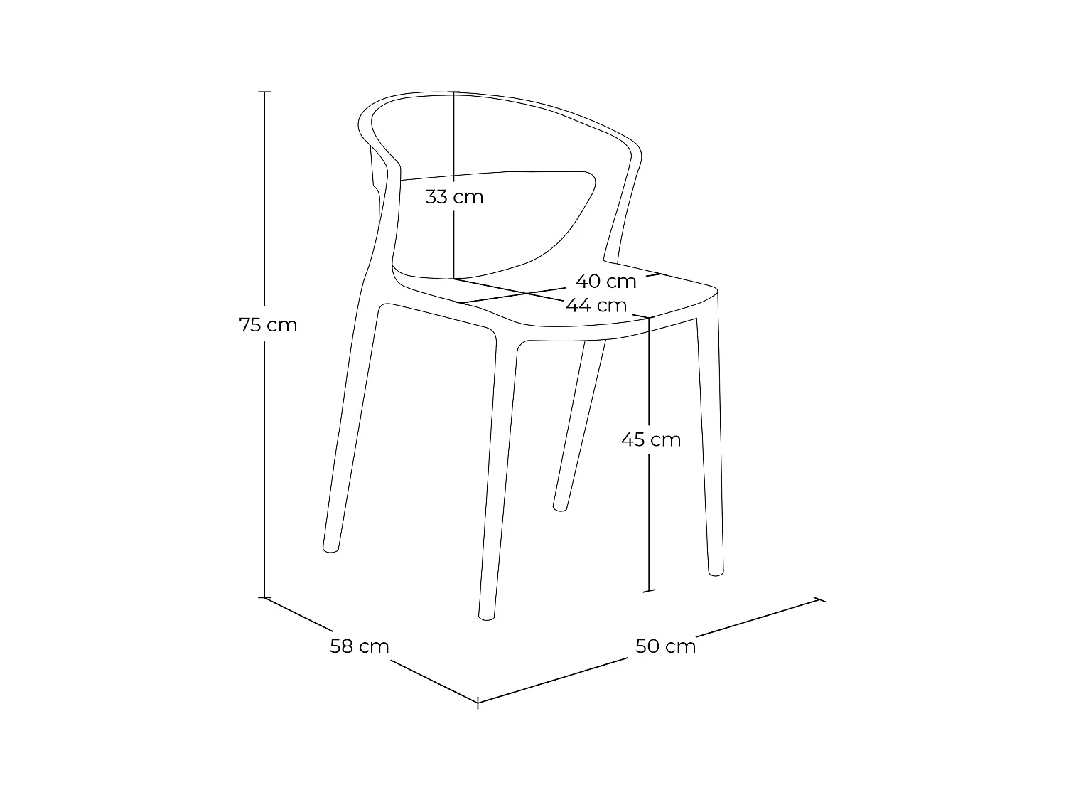 Set di 2 sedie impilabili in plastica bianca – Gaia