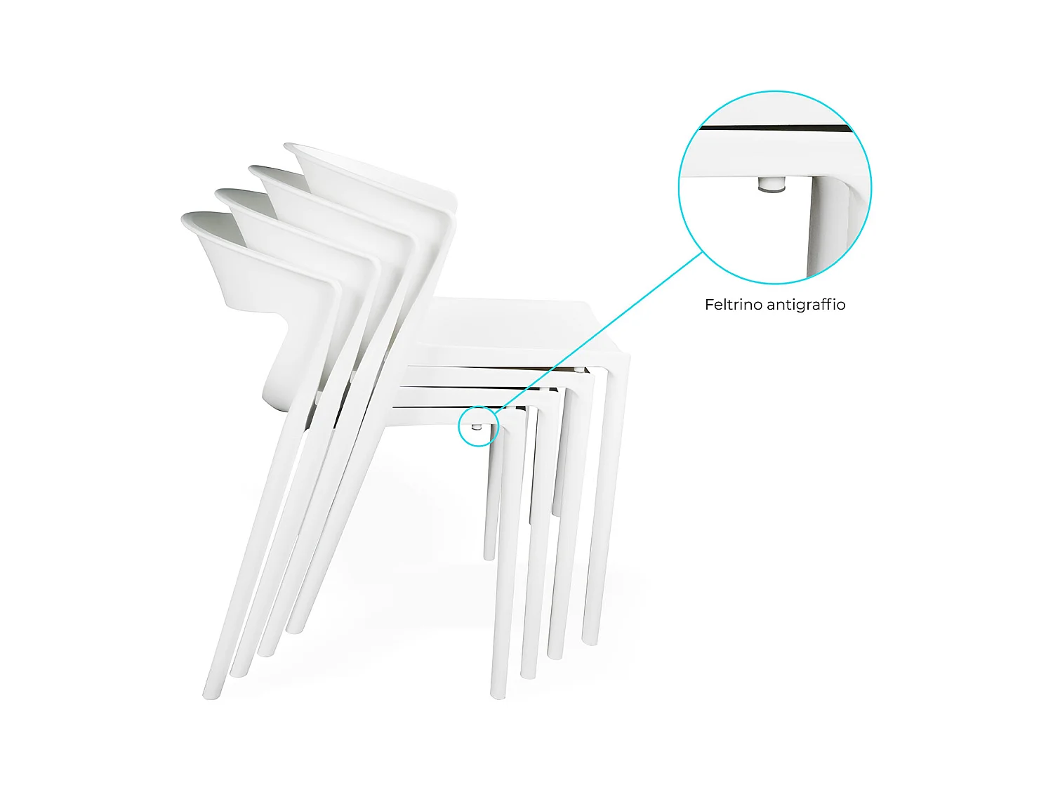 Set di 2 sedie impilabili in plastica bianca – Gaia