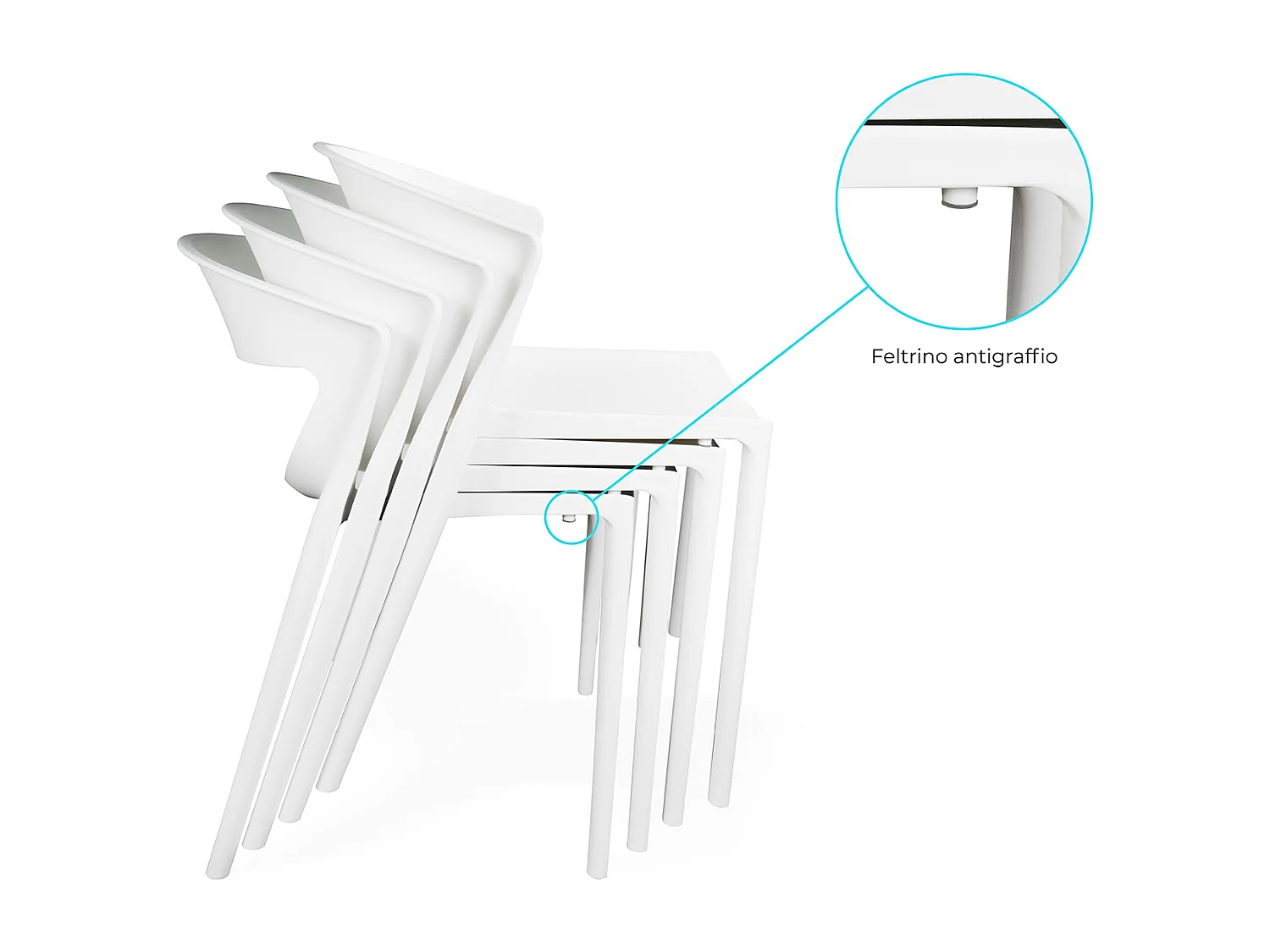 Set di 2 sedie impilabili in plastica bianca – Gaia