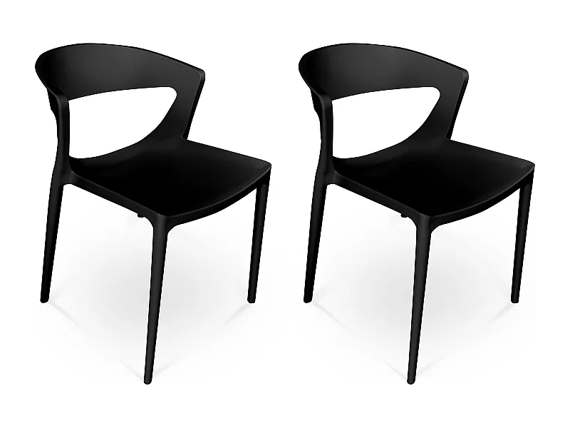 Set di 2 sedie impilabili in plastica nera – Gaia