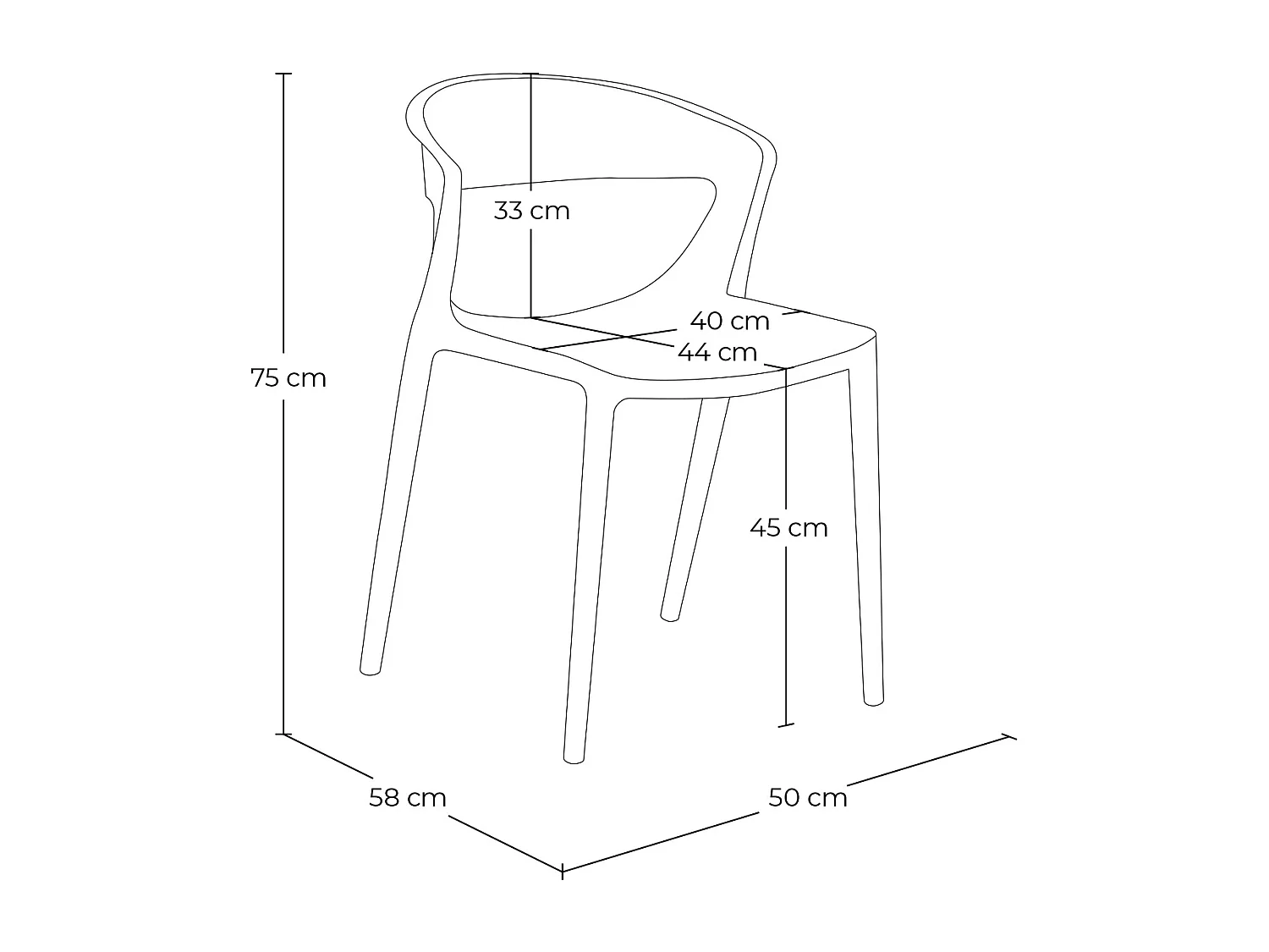Set di 2 sedie impilabili in plastica nera – Gaia