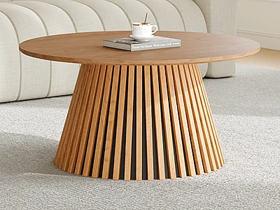 Table basse placage chêne - D.90 cm - Naturel clair - CARMIZA