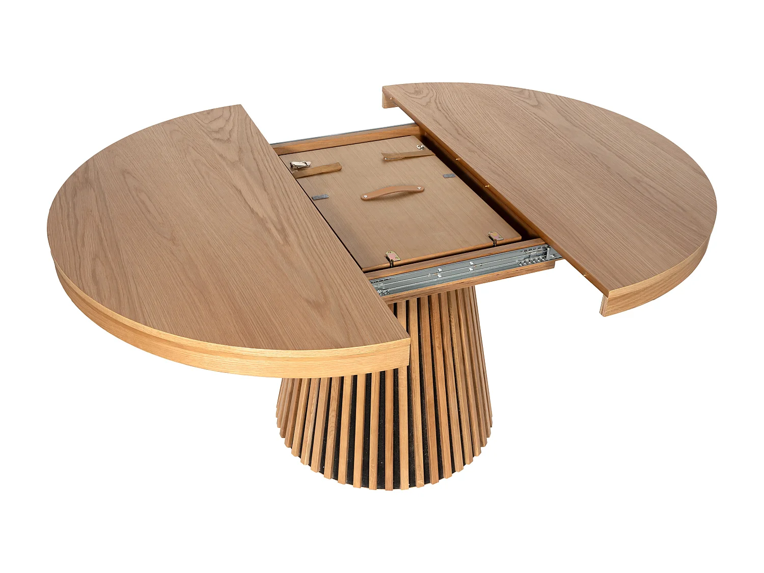 Table à manger extensible 4 à 6 personnes placage chêne - Naturel - CARMIZA