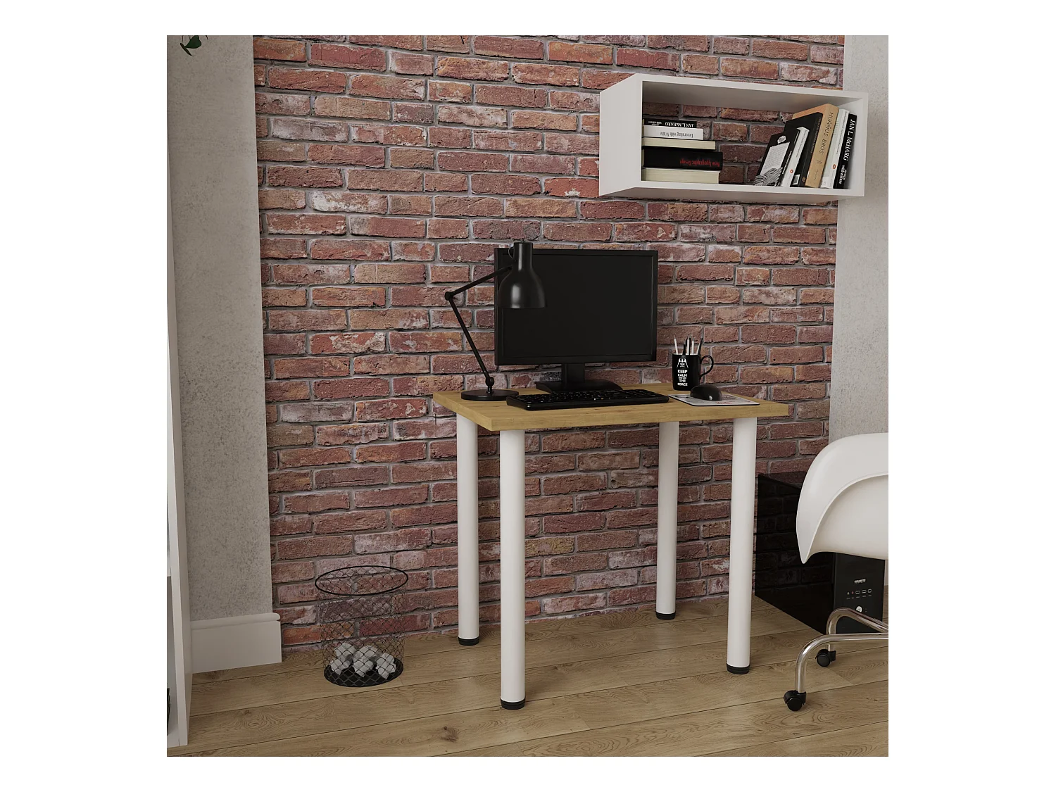 Table de salle à manger, de cuisine, de bureau, petite table en chêne artisanal, blanc, 80 x 60 cm, 100 x 60 cm