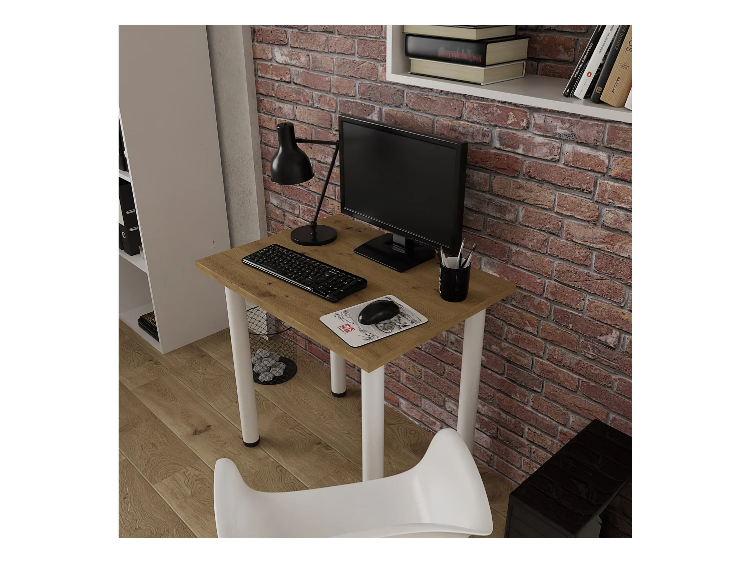 Table de salle à manger, de cuisine, de bureau, petite table en chêne artisanal, blanc, 80 x 60 cm, 100 x 60 cm