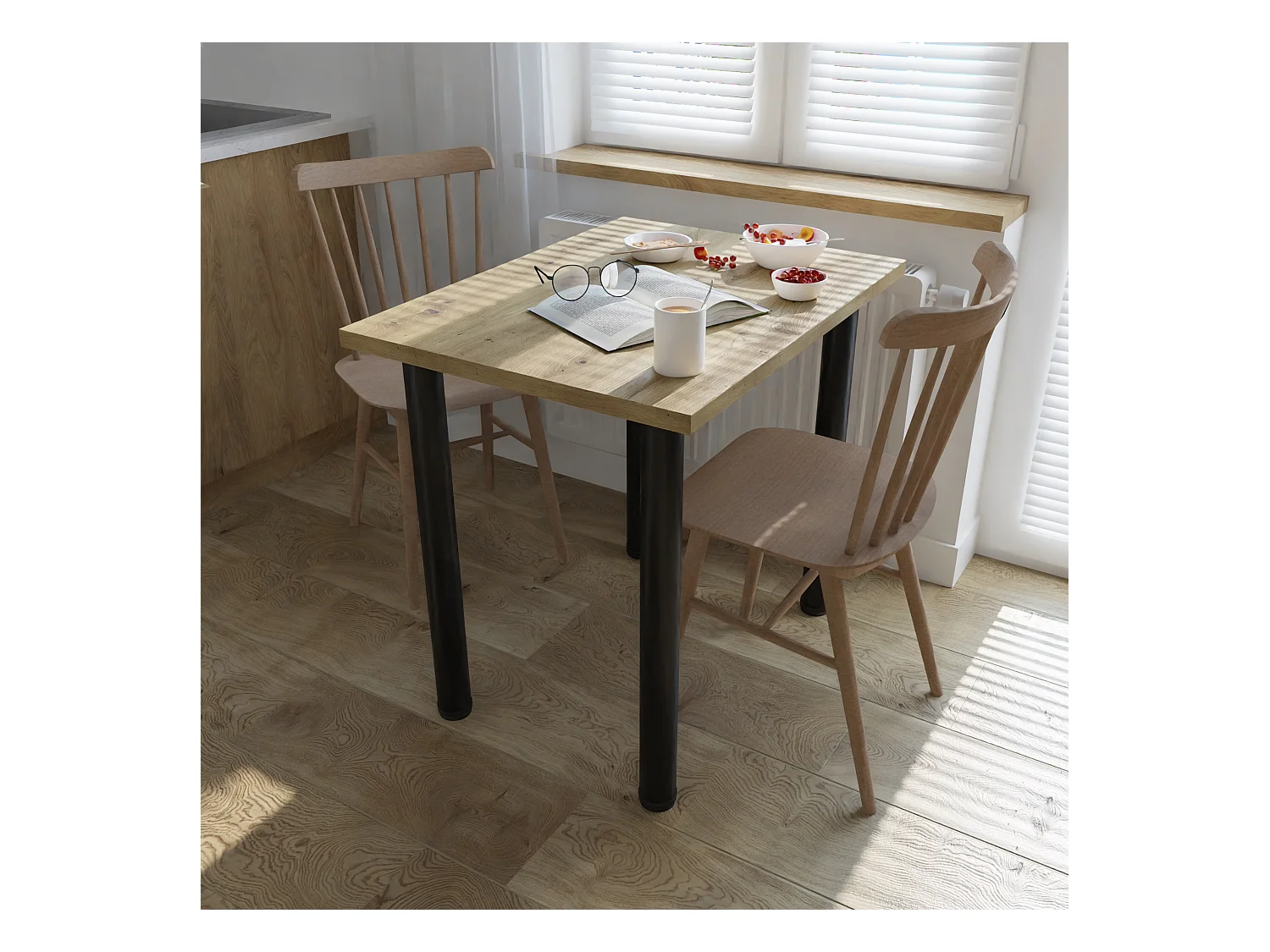 Table de salle à manger, de cuisine, de bureau, petite table en chêne artisanal, blanc, 80 x 60 cm, 100 x 60 cm