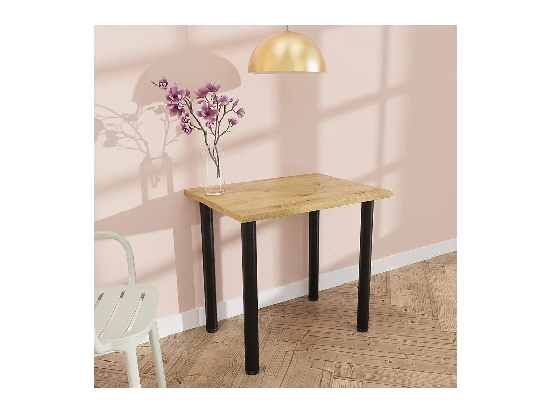 Table de salle à manger, de cuisine, de bureau, petite table en chêne artisanal, blanc, 80 x 60 cm, 100 x 60 cm