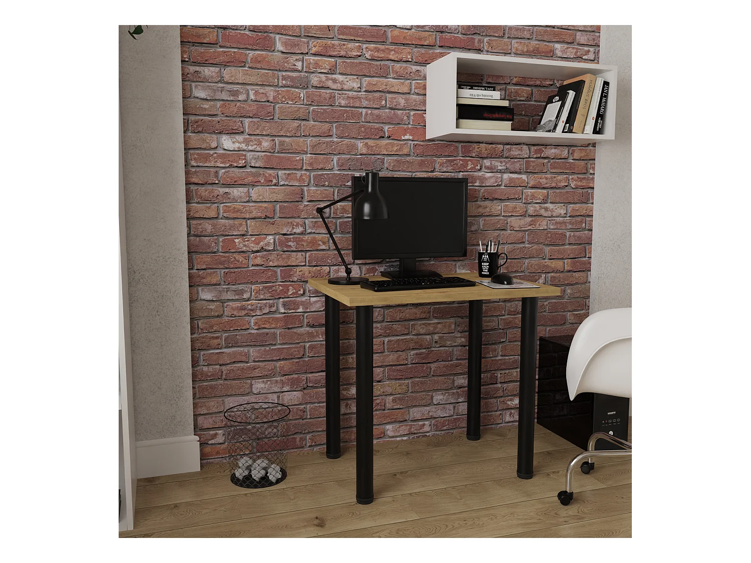 Table de salle à manger, de cuisine, de bureau, petite table en chêne artisanal, blanc, 80 x 60 cm, 100 x 60 cm