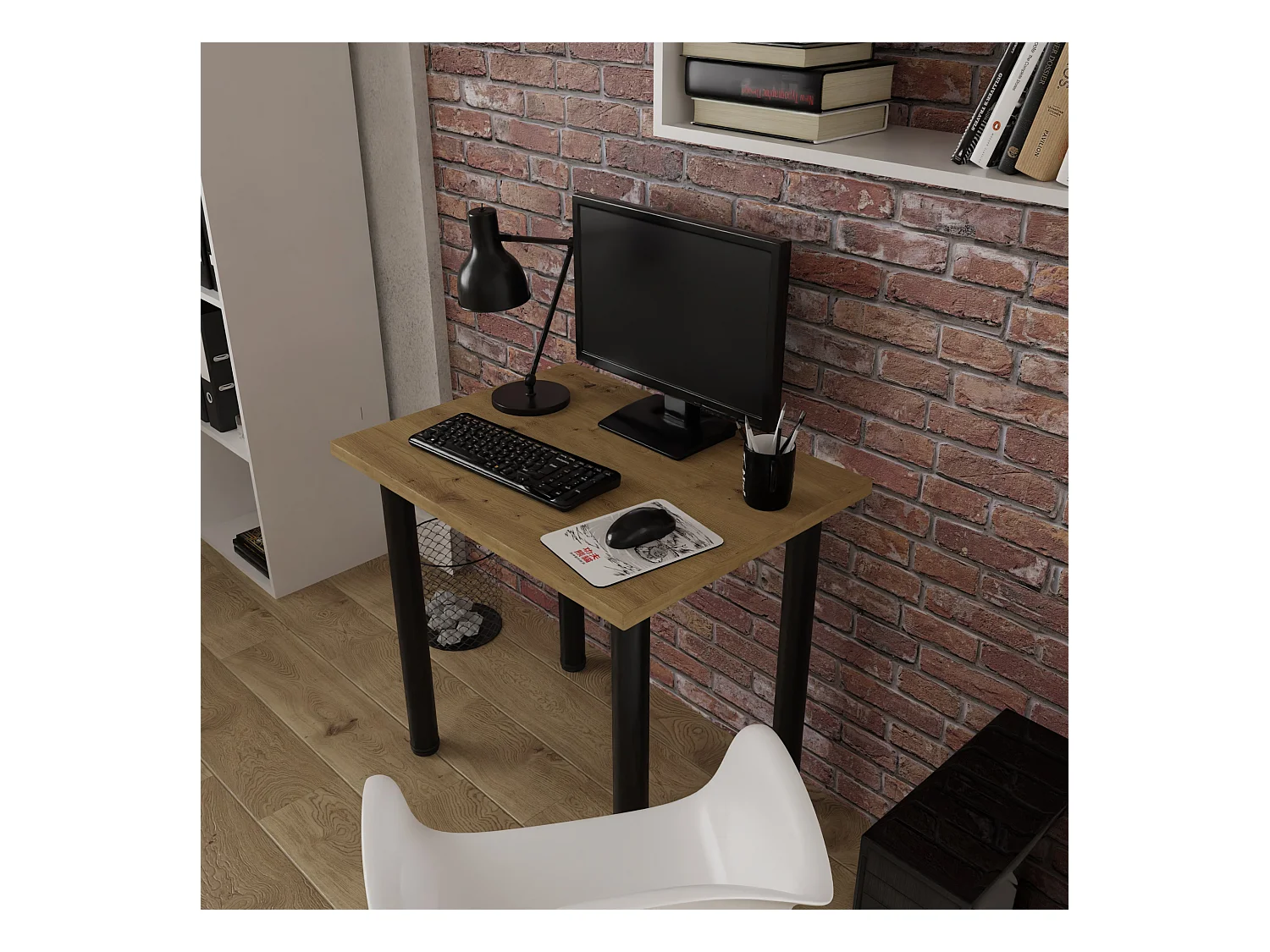 Table de salle à manger, de cuisine, de bureau, petite table en chêne artisanal, blanc, 80 x 60 cm, 100 x 60 cm