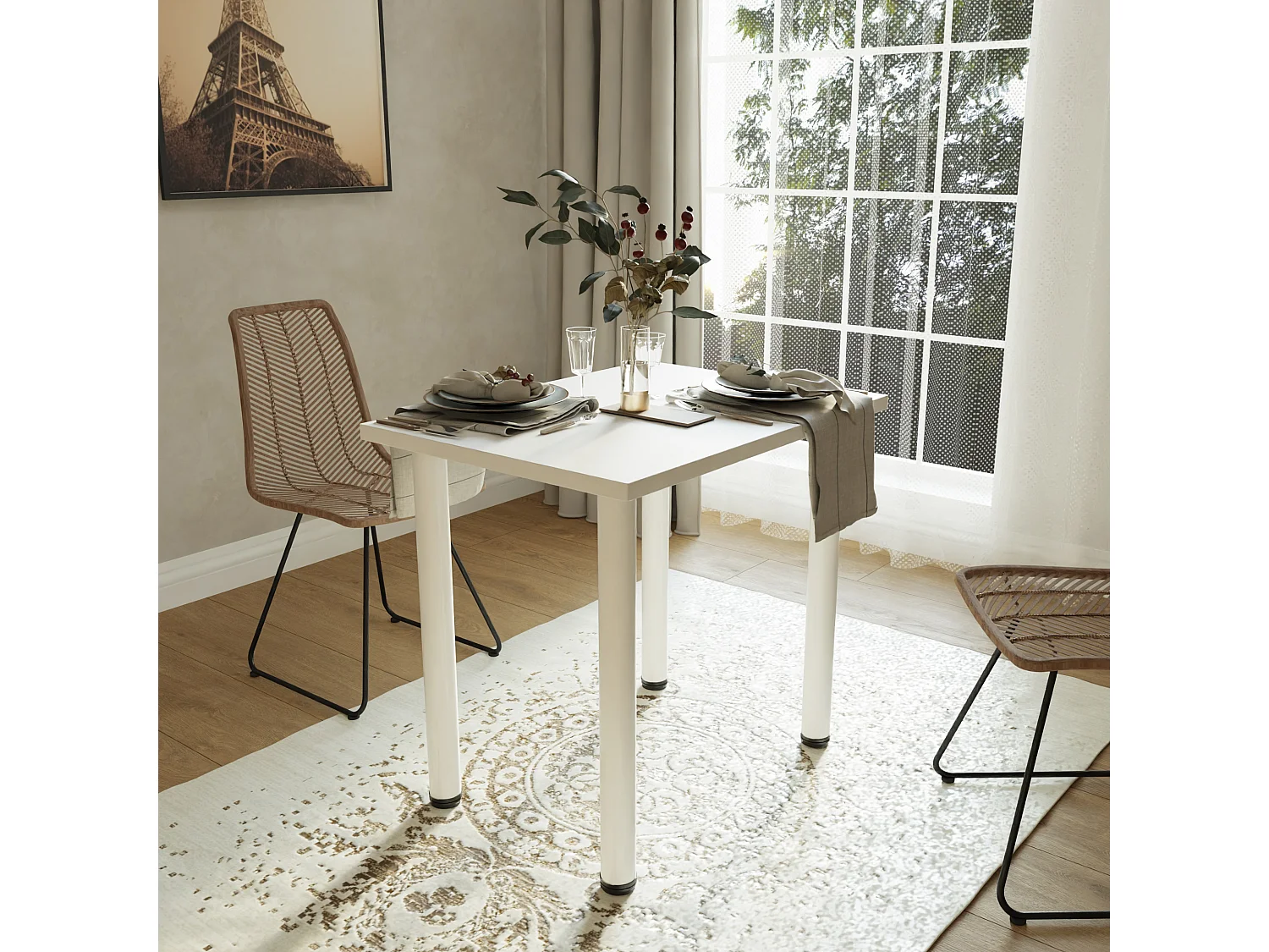 Stół do jadalni, kuchni, biura – mały stół w kolorze dąb artisan / biały, 80 x 60 cm, 100 x 60 cm