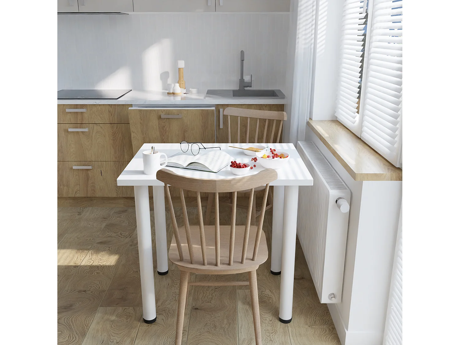 Stół do jadalni, kuchni, biura – mały stół w kolorze dąb artisan / biały, 80 x 60 cm, 100 x 60 cm