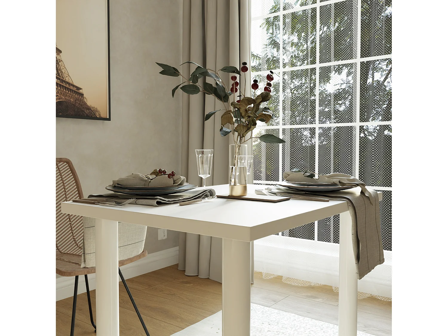 Stół do jadalni, kuchni, biura – mały stół w kolorze dąb artisan / biały, 80 x 60 cm, 100 x 60 cm