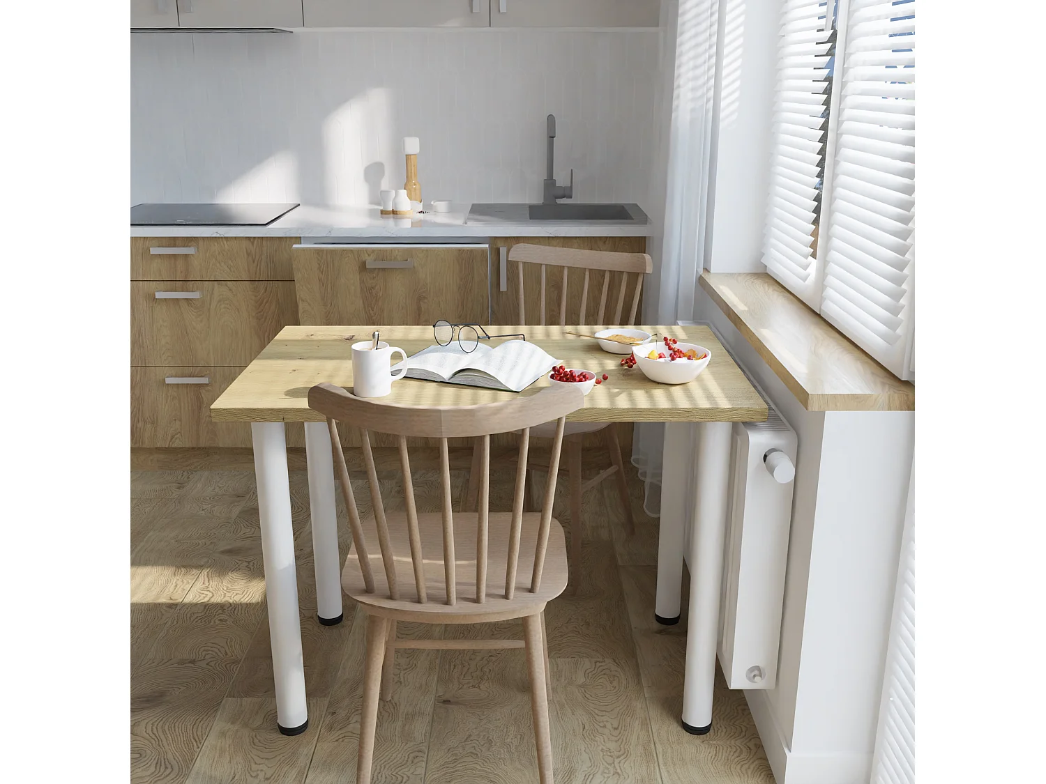 Ess-, Küchen- und Bürotisch, kleiner Tisch in Artisan‑Eiche und Weiß, 80 x 60 cm, 100 x 60 cm