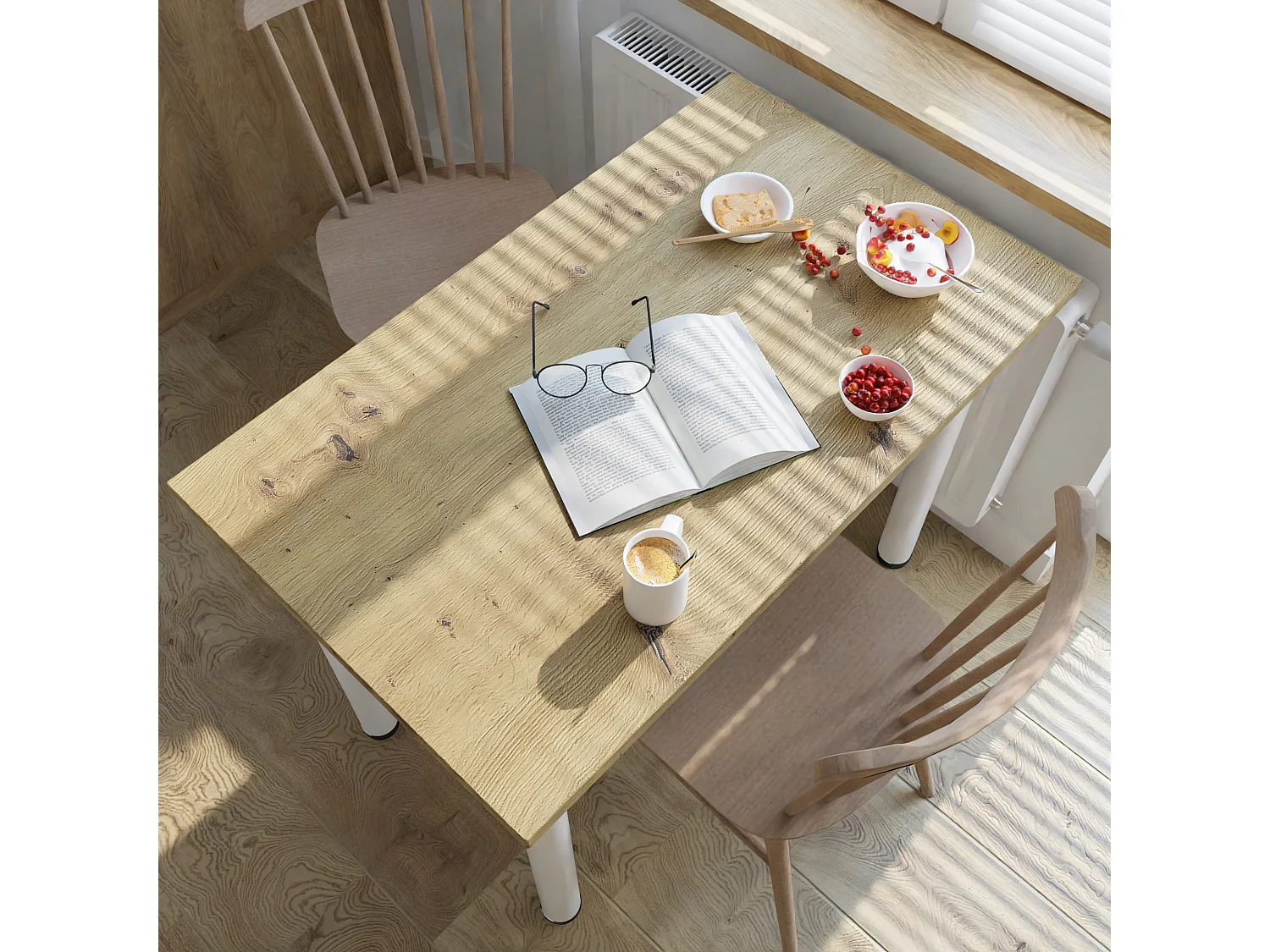 Ess-, Küchen- und Bürotisch, kleiner Tisch in Artisan‑Eiche und Weiß, 80 x 60 cm, 100 x 60 cm