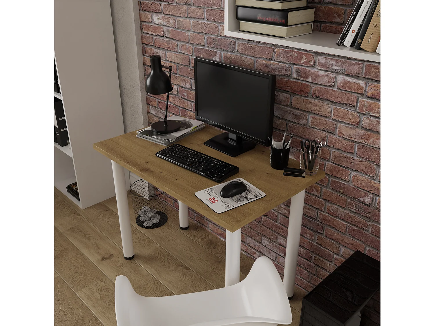 Ess-, Küchen- und Bürotisch, kleiner Tisch in Artisan‑Eiche und Weiß, 80 x 60 cm, 100 x 60 cm