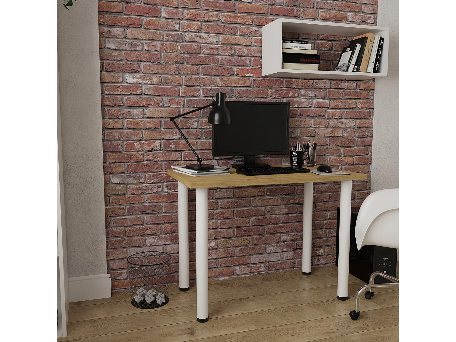 Ess-, Küchen- und Bürotisch, kleiner Tisch in Artisan‑Eiche und Weiß, 80 x 60 cm, 100 x 60 cm