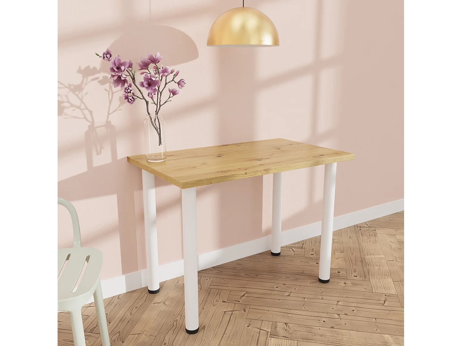 Ess-, Küchen- und Bürotisch, kleiner Tisch in Artisan‑Eiche und Weiß, 80 x 60 cm, 100 x 60 cm