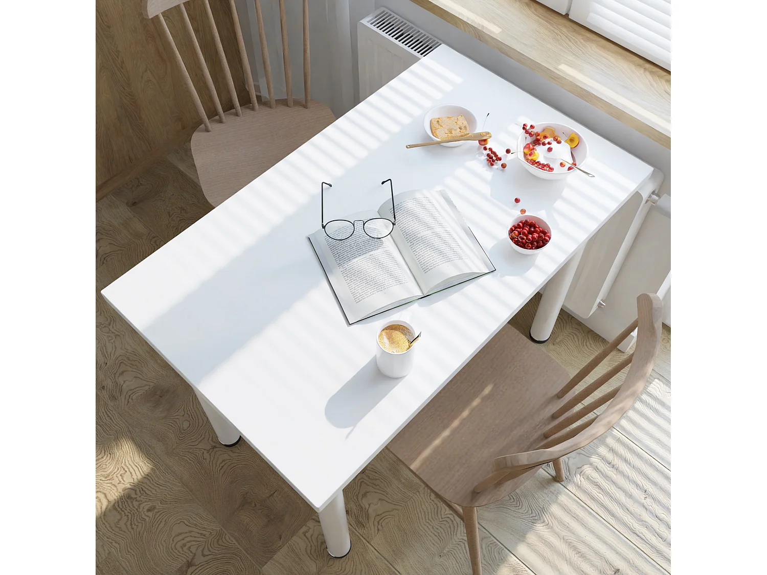 Ess-, Küchen- und Bürotisch, kleiner Tisch in Artisan‑Eiche und Weiß, 80 x 60 cm, 100 x 60 cm