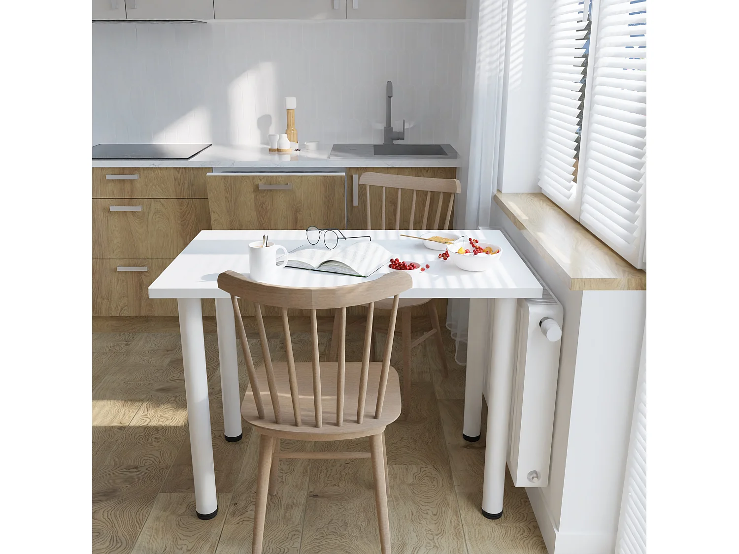 Ess-, Küchen- und Bürotisch, kleiner Tisch in Artisan‑Eiche und Weiß, 80 x 60 cm, 100 x 60 cm