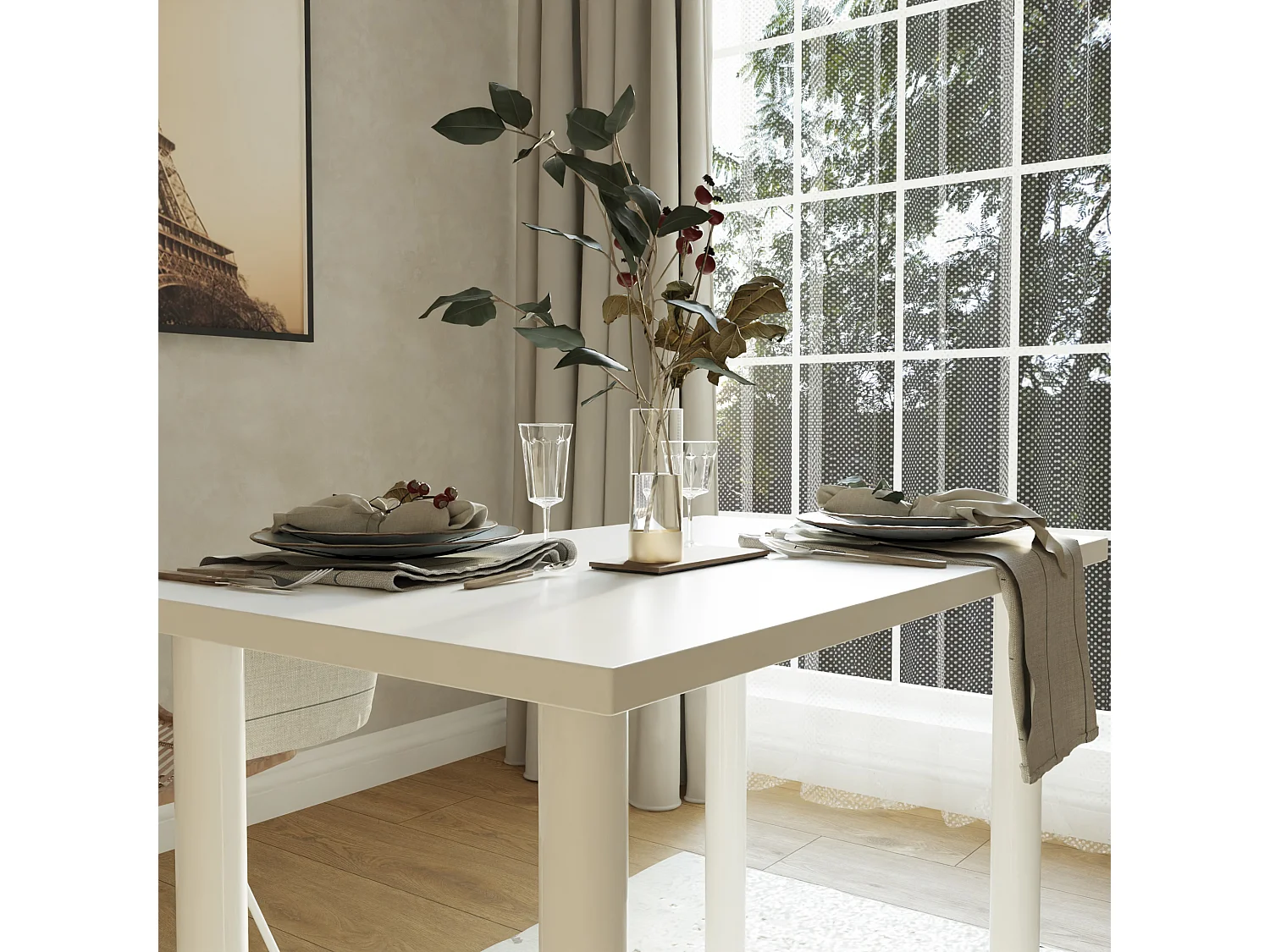 Ess-, Küchen- und Bürotisch, kleiner Tisch in Artisan‑Eiche und Weiß, 80 x 60 cm, 100 x 60 cm