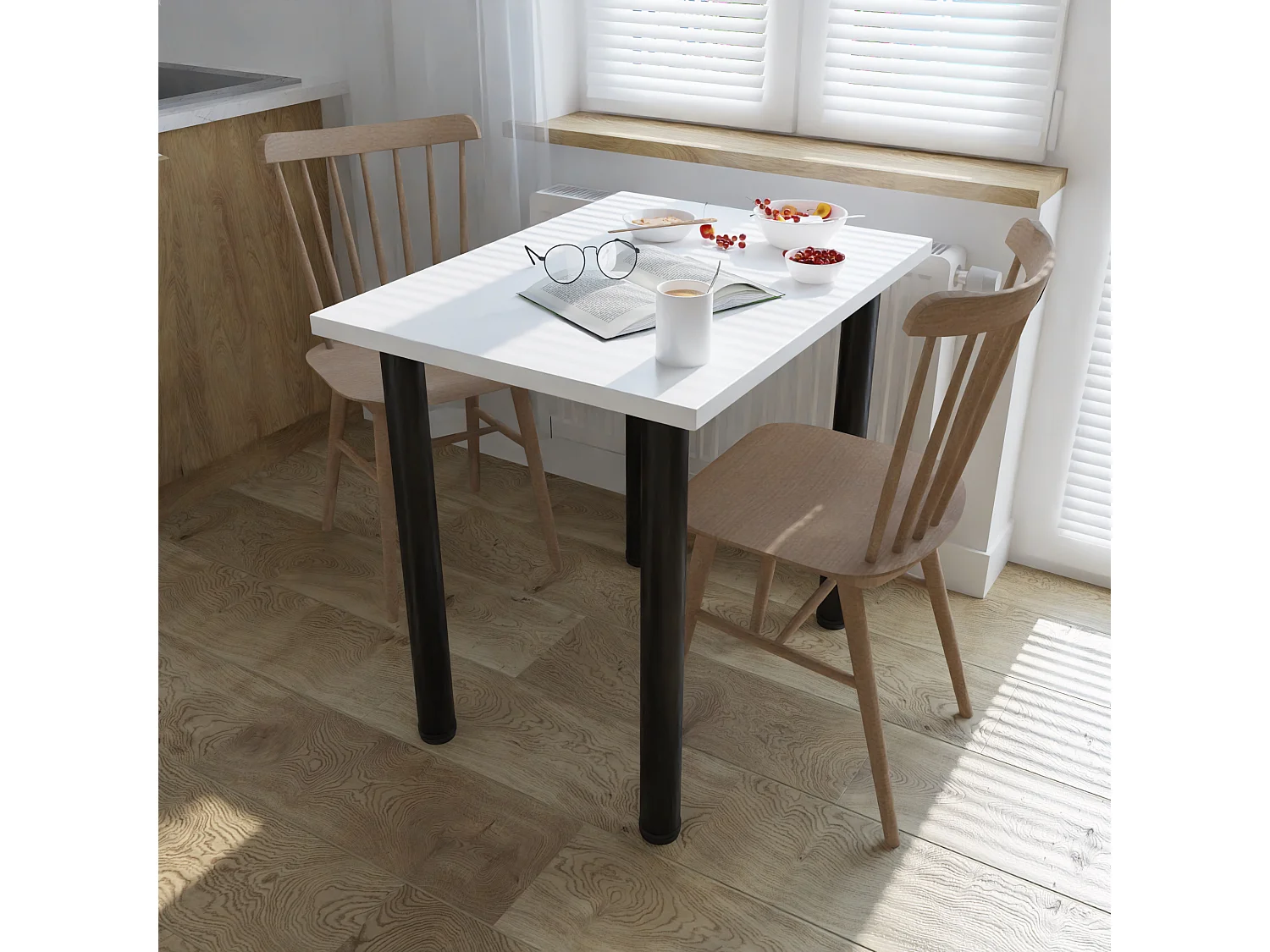 Ess-, Küchen- und Bürotisch, kleiner Tisch in Artisan‑Eiche und Weiß, 80 x 60 cm, 100 x 60 cm