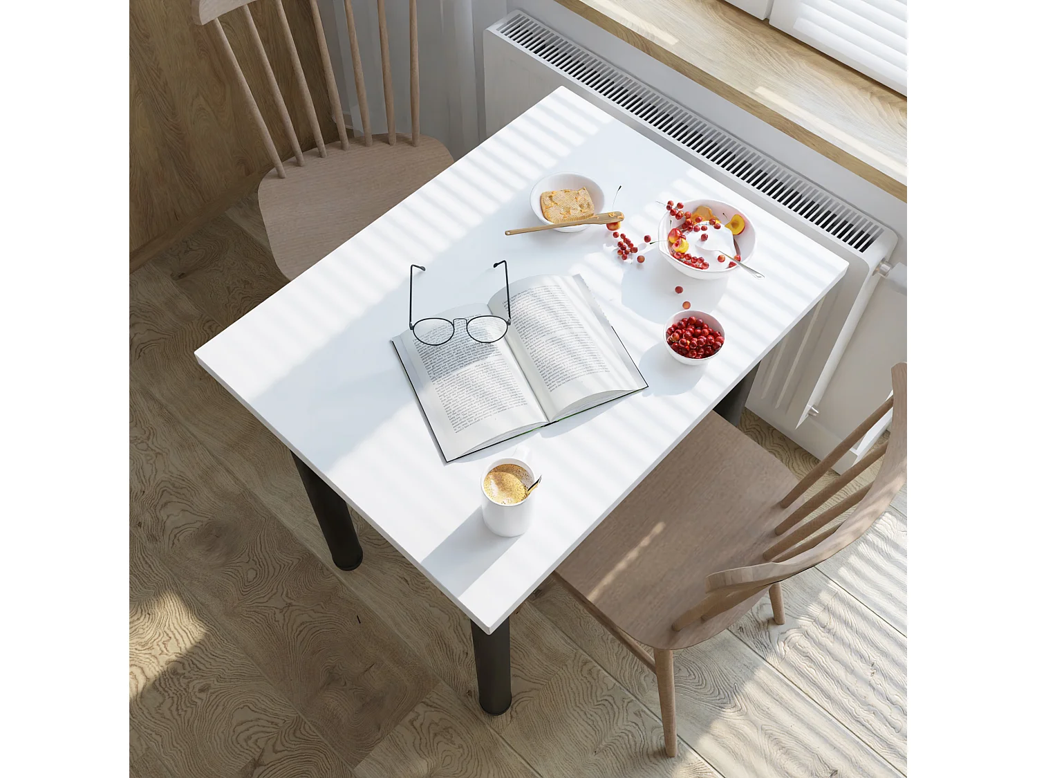 Ess-, Küchen- und Bürotisch, kleiner Tisch in Artisan‑Eiche und Weiß, 80 x 60 cm, 100 x 60 cm