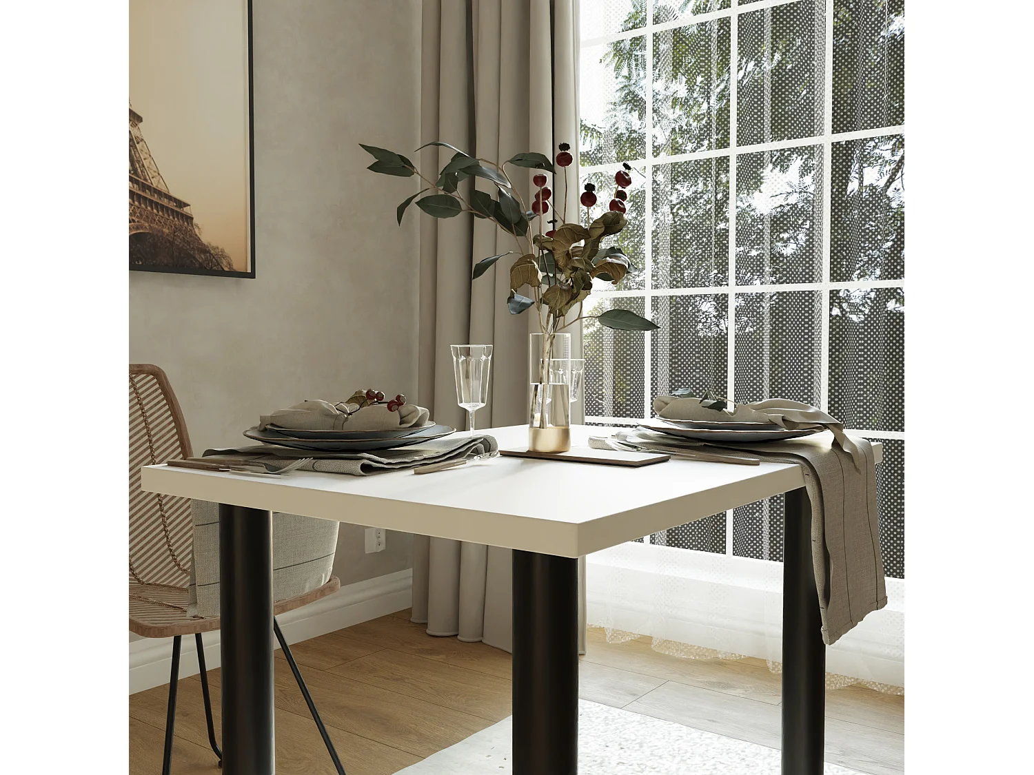 Ess-, Küchen- und Bürotisch, kleiner Tisch in Artisan‑Eiche und Weiß, 80 x 60 cm, 100 x 60 cm