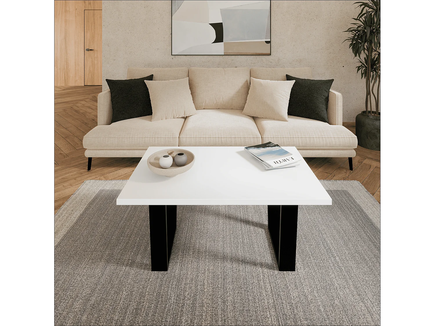 Table basse de style loft – Table d’appoint / Table à café avec structure métallique 80×60 cm ou 100×60 cm, Table de salon