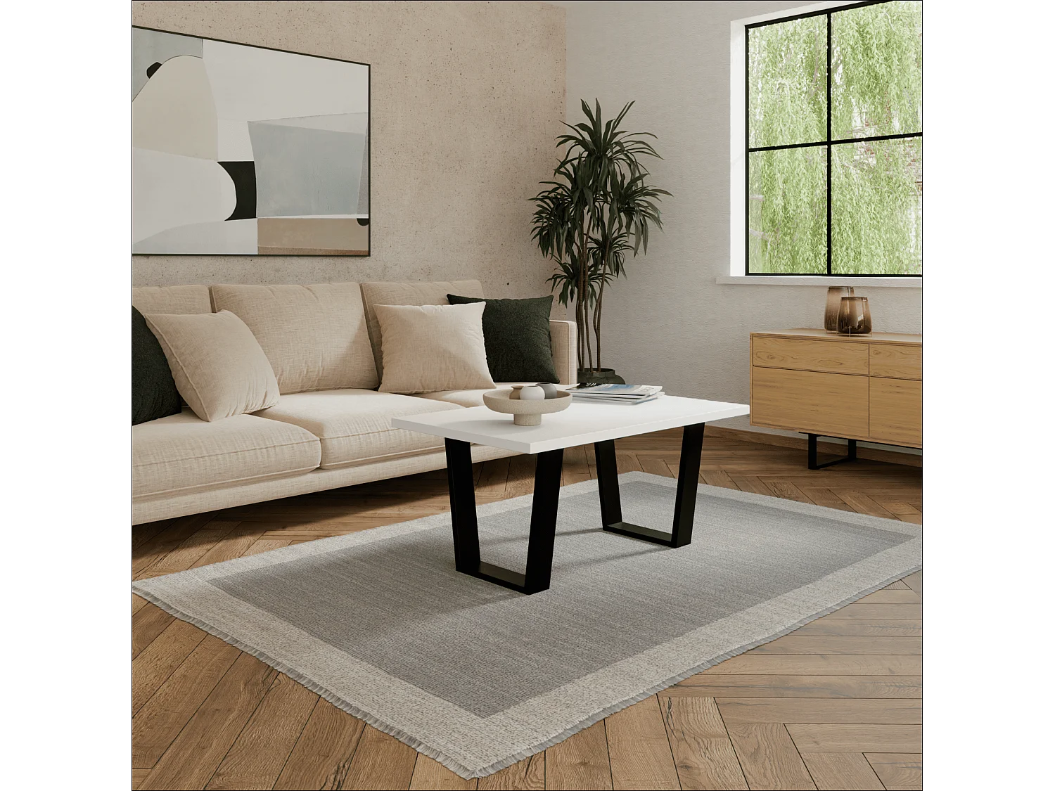 Table basse de style loft – Table d’appoint / Table à café avec structure métallique 80×60 cm ou 100×60 cm, Table de salon