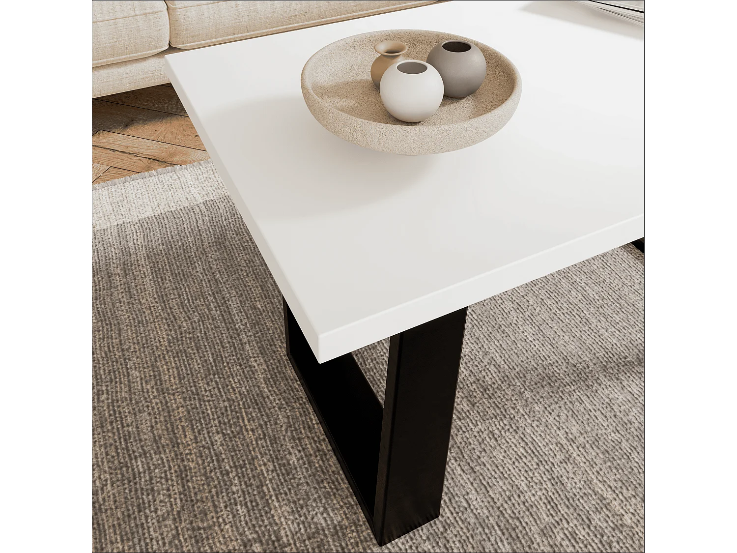 Table basse de style loft – Table d’appoint / Table à café avec structure métallique 80×60 cm ou 100×60 cm, Table de salon