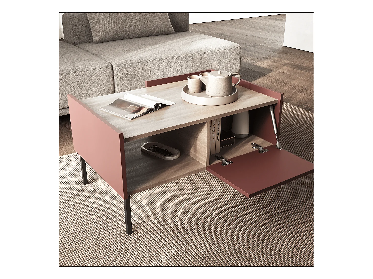 Mesa de centro 90 x 60 x 50 cm – Mesa de sala moderna, Acabamento mate, Painel Egger