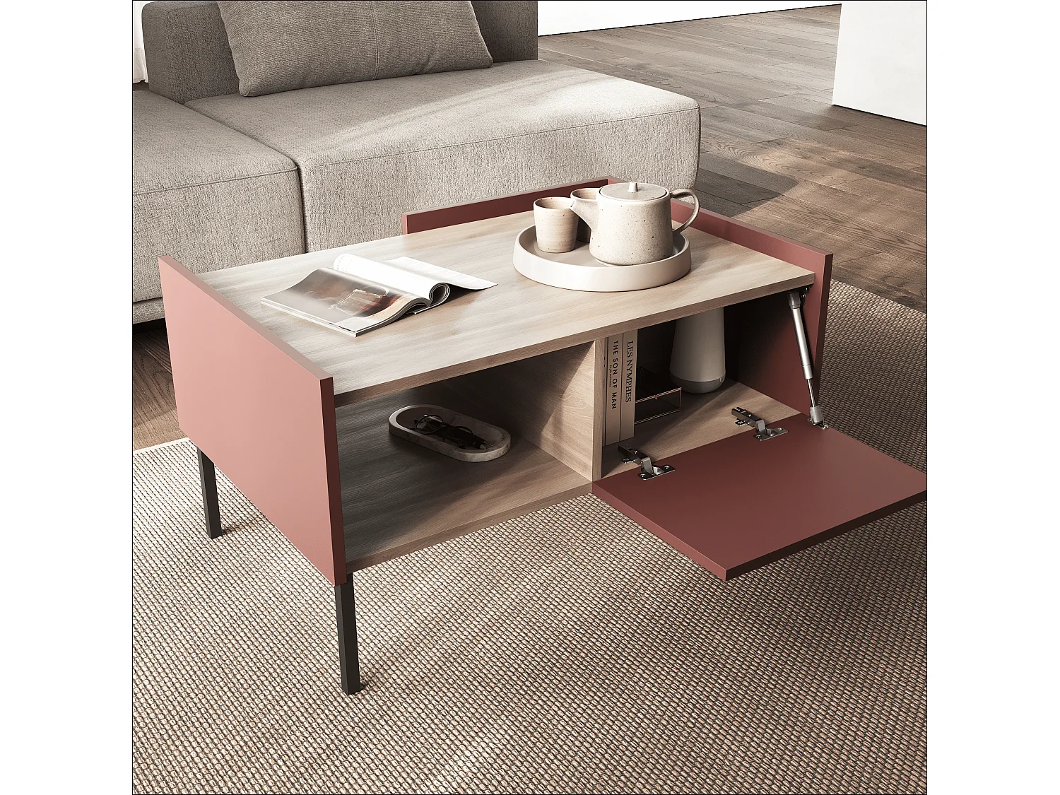 Couchtisch 90 x 60 x 50 cm – Moderner Wohnzimmertisch, Matte Oberfläche, Egger‑Platte