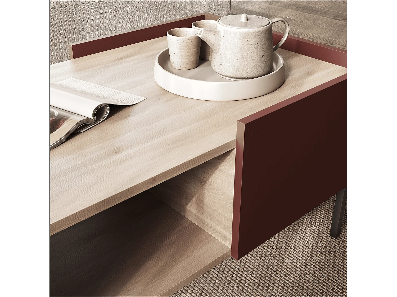 Couchtisch 90 x 60 x 50 cm – Moderner Wohnzimmertisch, Matte Oberfläche, Egger‑Platte