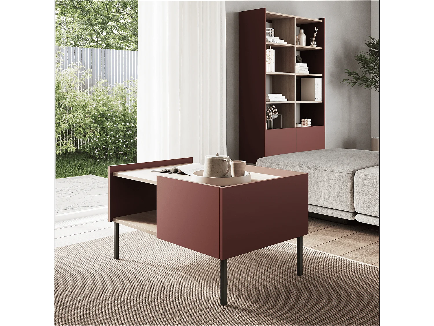 Couchtisch 90 x 60 x 50 cm – Moderner Wohnzimmertisch, Matte Oberfläche, Egger‑Platte