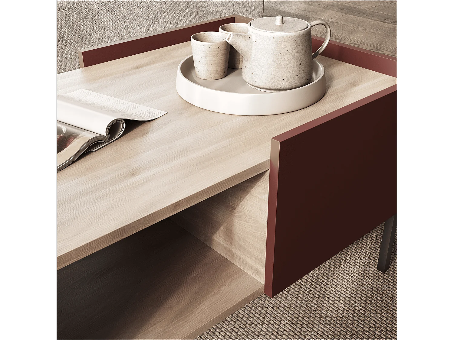 Couchtisch 90 x 60 x 50 cm – Moderner Wohnzimmertisch, Matte Oberfläche, Egger‑Platte