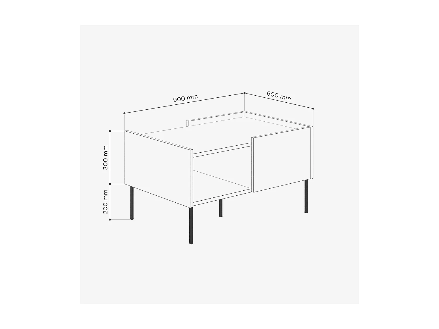 Couchtisch 90 x 60 x 50 cm – Moderner Wohnzimmertisch, Matte Oberfläche, Egger‑Platte