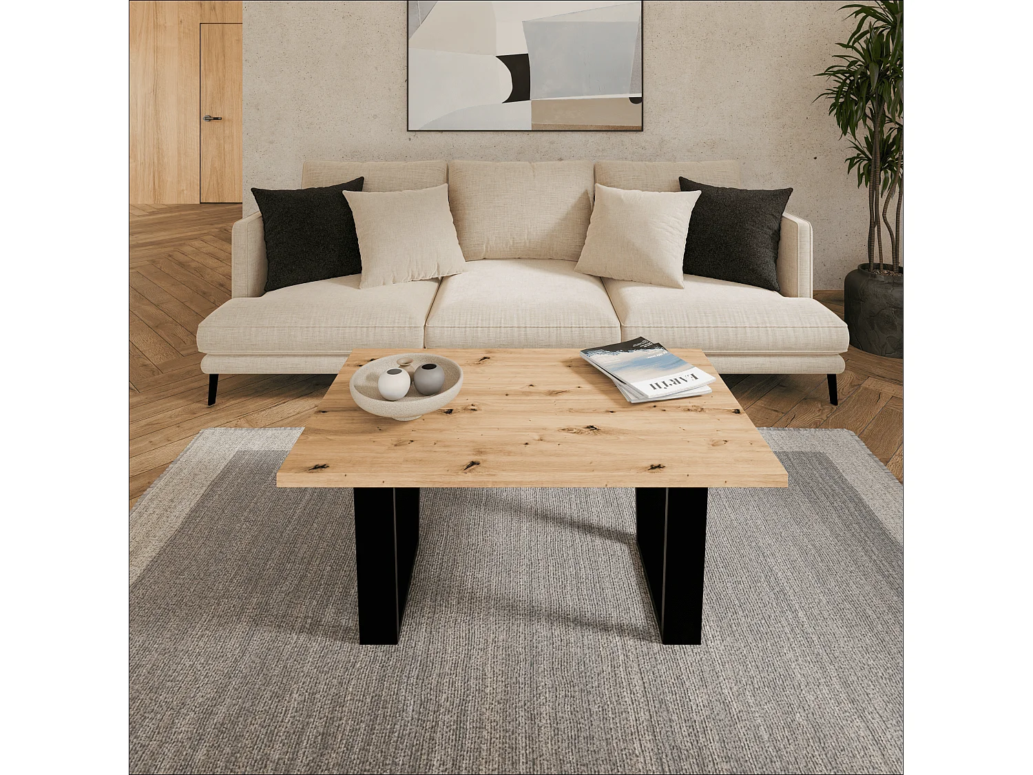 Tavolino stile loft – Tavolino d’appoggio / Tavolino da caffè con struttura in metallo 80×60 cm o 100×60 cm, Tavolino da soggiorno