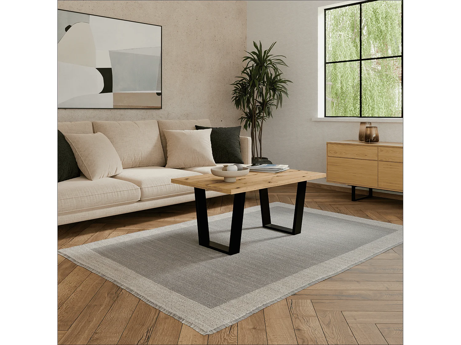 Tavolino stile loft – Tavolino d’appoggio / Tavolino da caffè con struttura in metallo 80×60 cm o 100×60 cm, Tavolino da soggiorno