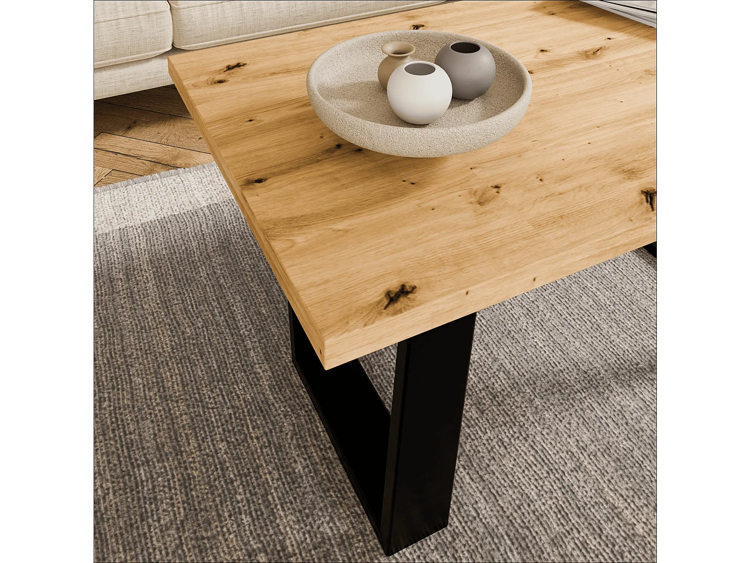 Tavolino stile loft – Tavolino d’appoggio / Tavolino da caffè con struttura in metallo 80×60 cm o 100×60 cm, Tavolino da soggiorno