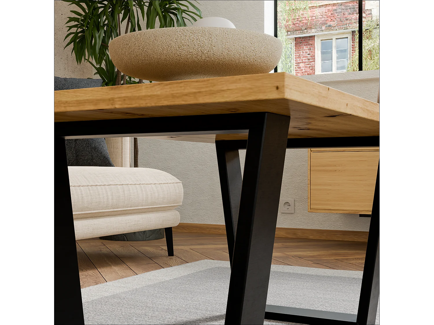 Tavolino stile loft – Tavolino d’appoggio / Tavolino da caffè con struttura in metallo 80×60 cm o 100×60 cm, Tavolino da soggiorno