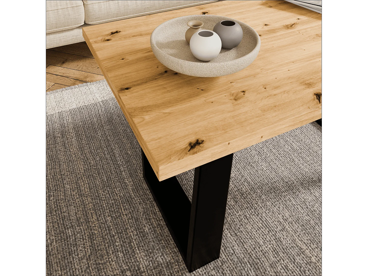 Mesa de centro estilo loft – Mesa auxiliar / Mesa de café con estructura metálica 80×60 cm o 100×60 cm, Mesa para salón