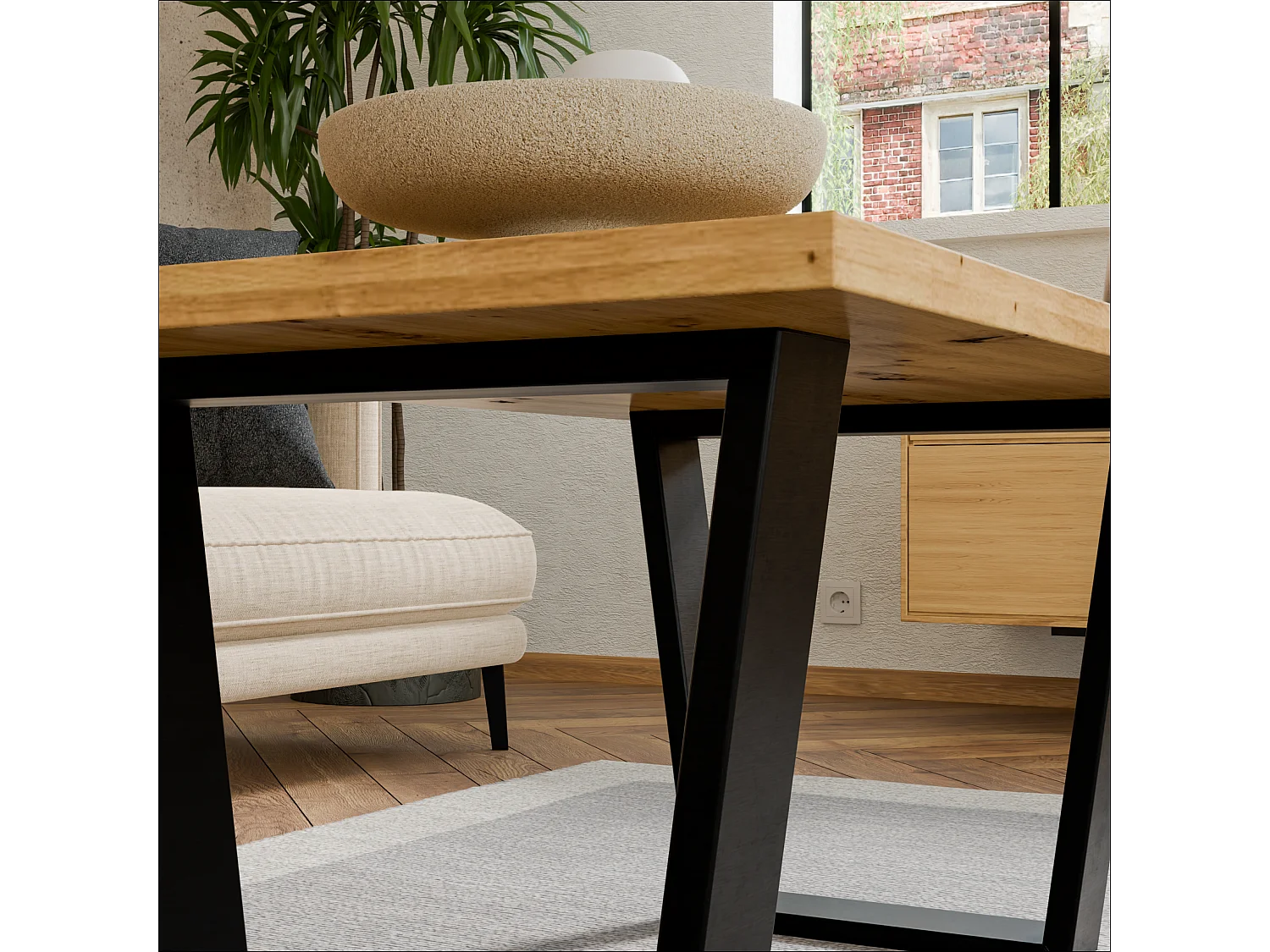 Mesa de centro estilo loft – Mesa auxiliar / Mesa de café con estructura metálica 80×60 cm o 100×60 cm, Mesa para salón