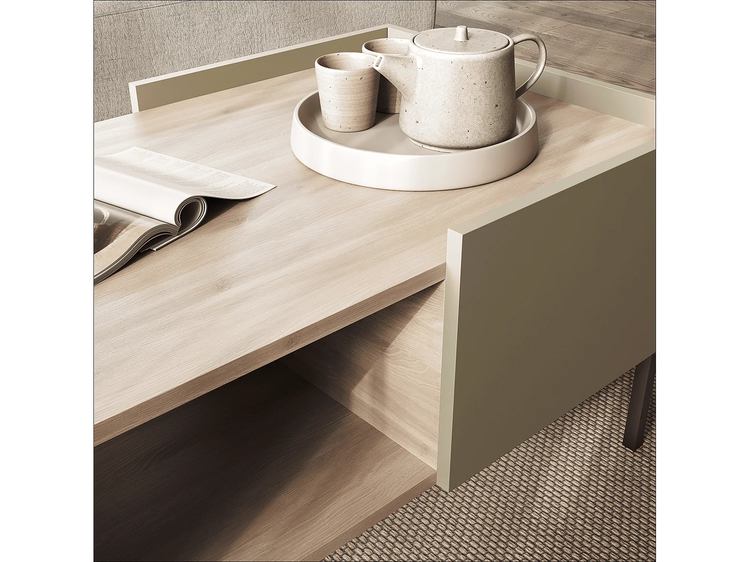 Stolik kawowy 90 x 60 x 50 cm – Nowoczesny stolik do salonu, Matowe wykończenie, Płyta Egger