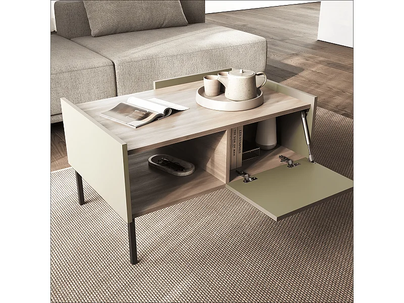 Tavolino 90 x 60 x 50 cm – Tavolino moderno per soggiorno, Finitura opaca, Pannello Egger