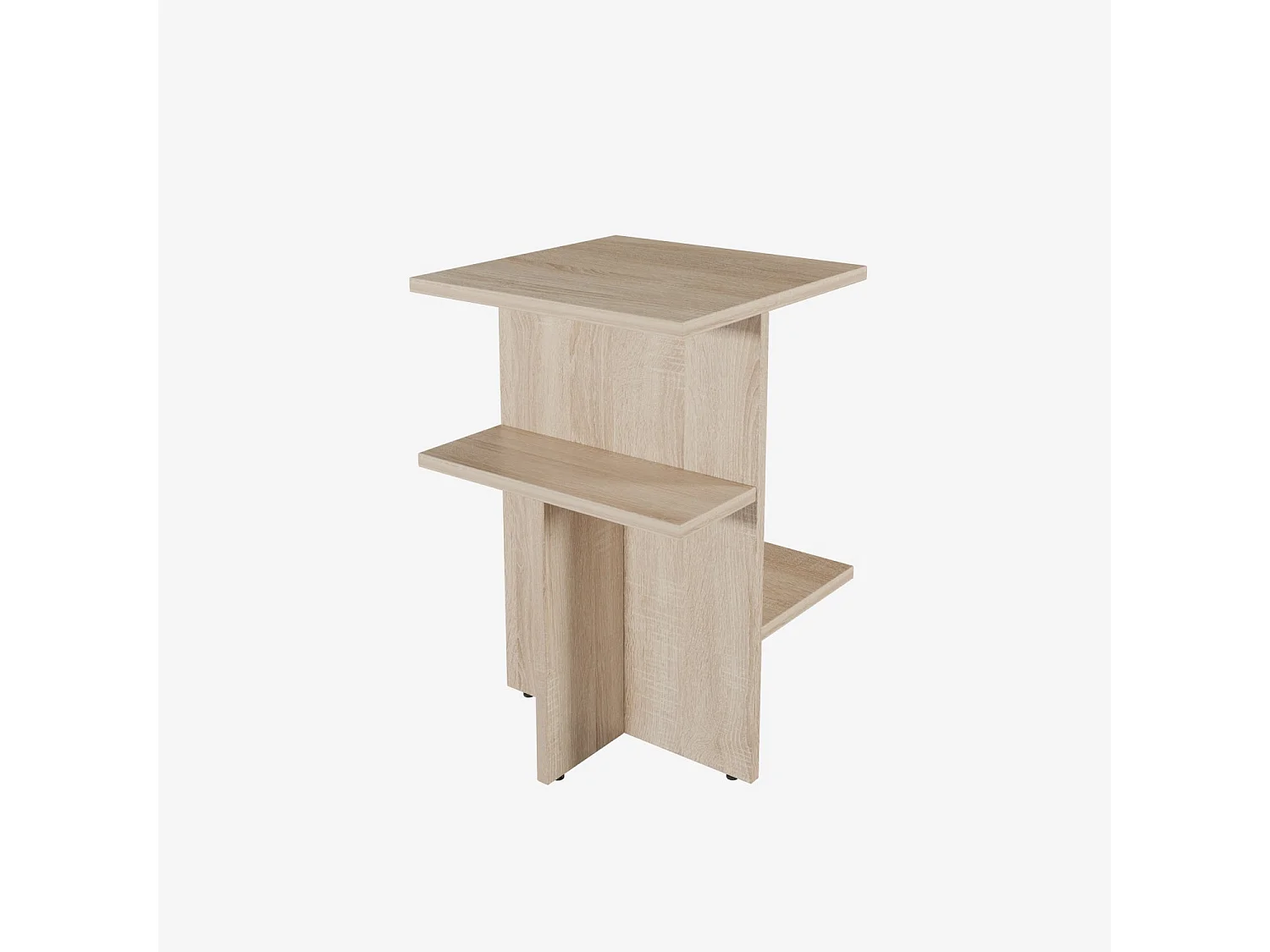 Table basse / Table d'appoint de salon – 60 x 40 x 40 cm, blanc mat / chêne Sonoma / noir mat