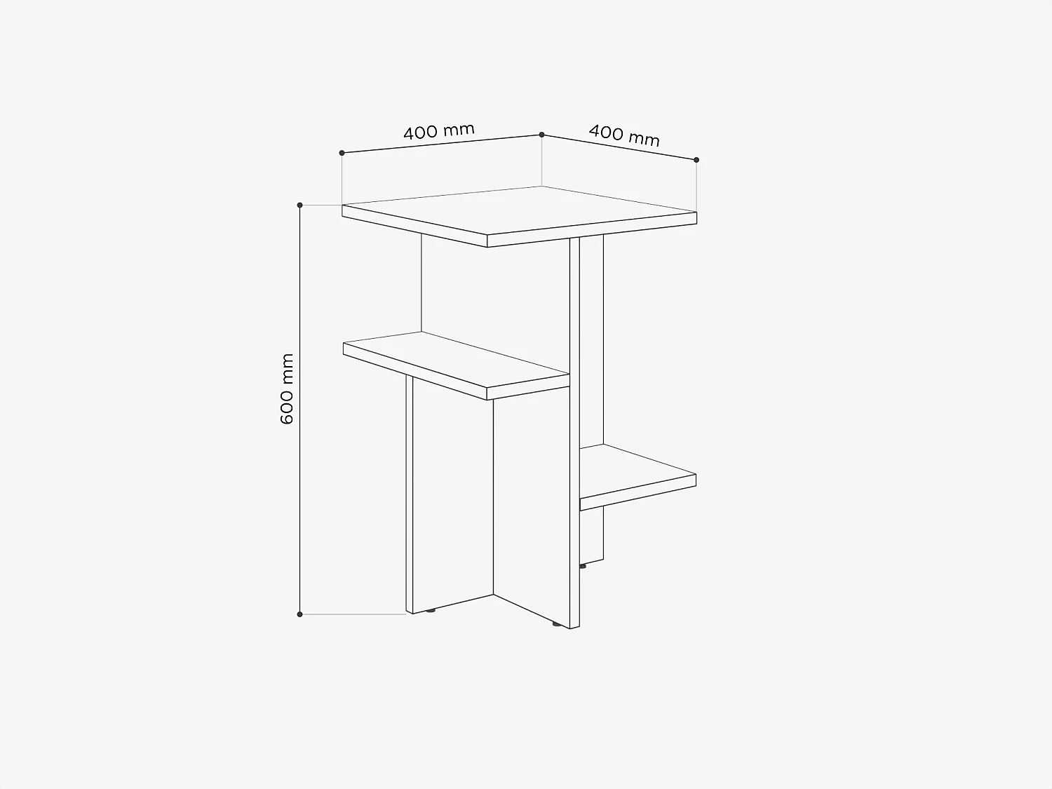 Table basse / Table d'appoint de salon – 60 x 40 x 40 cm, blanc mat / chêne Sonoma / noir mat