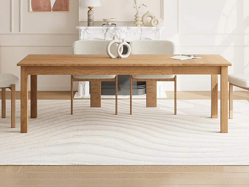 Table à manger extensible 8 à 12 personnes placage chêne - Naturel - FOMIREL