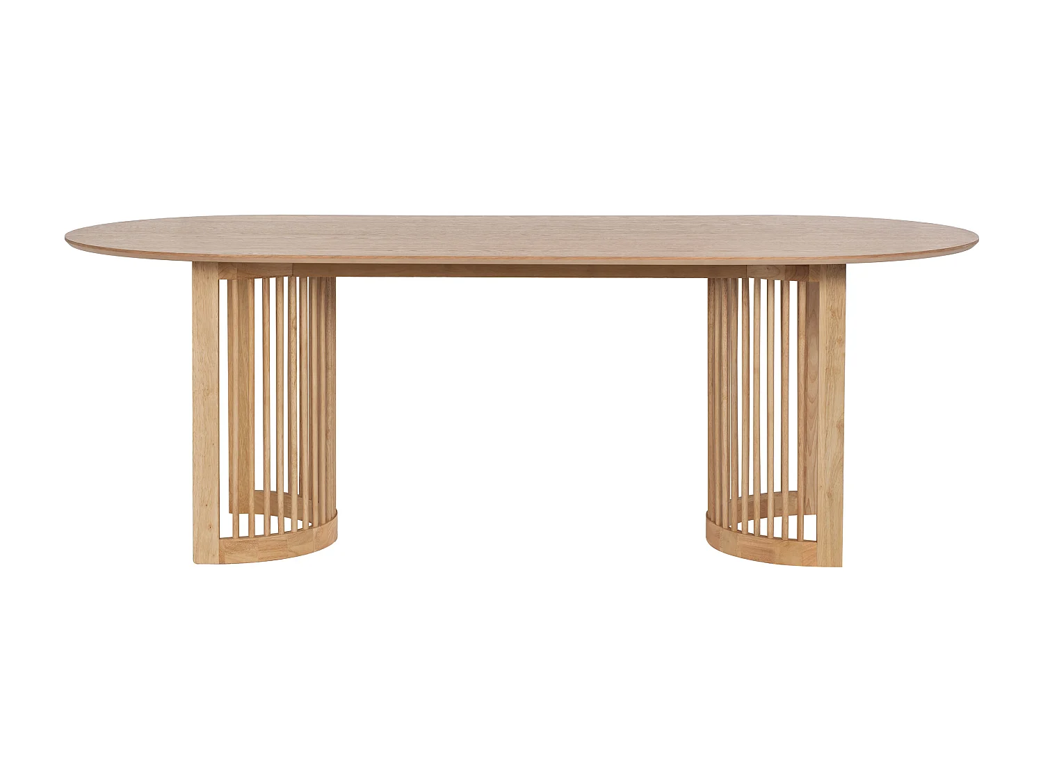 Table à manger 8 personnes placage chêne et bois d'hévéa - Naturel - NELIRAM